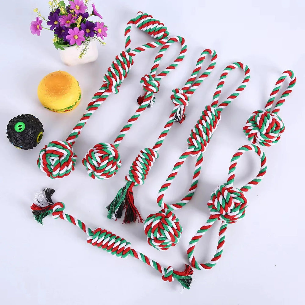 Christmas Cotton Rope Dog Toy Set