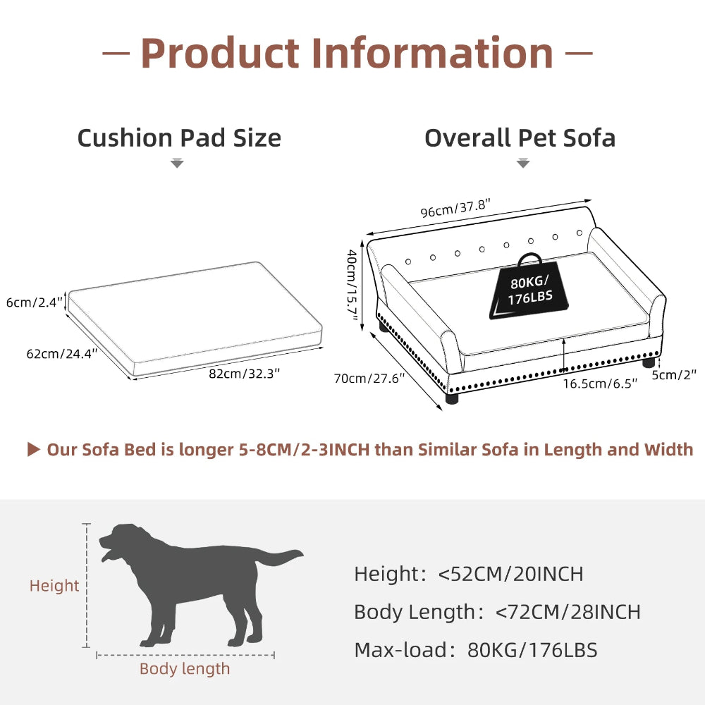 Elevated Dog Sofa with Leather Cover