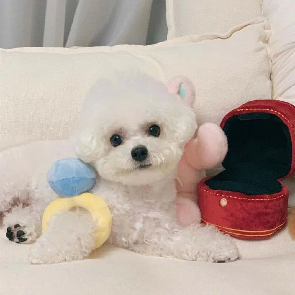 Diamond Ring Box Plush Toy for Dogs