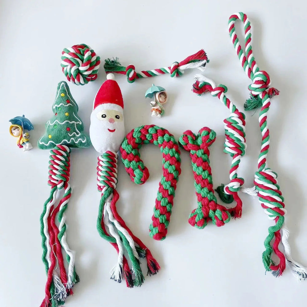 Christmas Cotton Rope Dog Toy Set