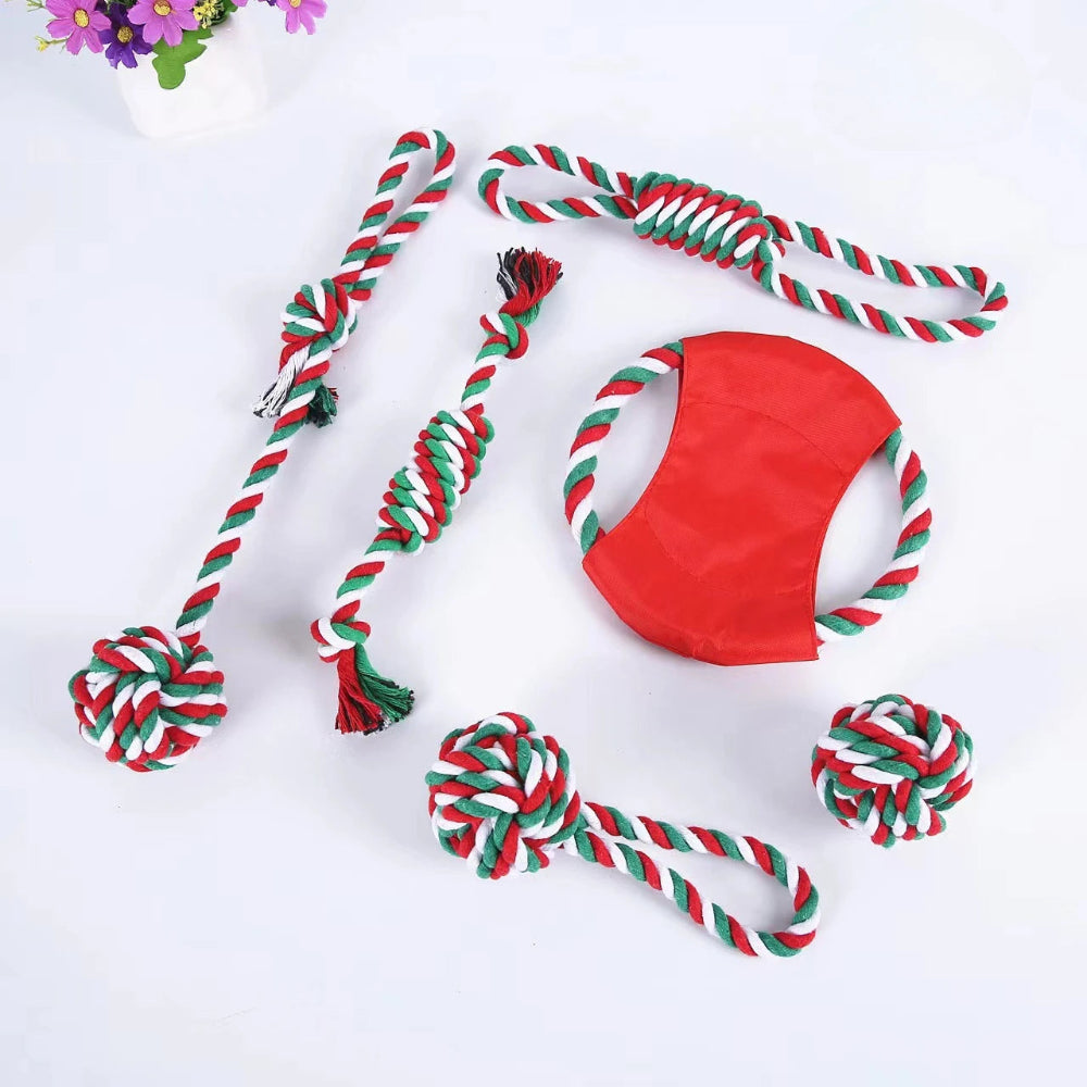 Christmas Cotton Rope Dog Toy Set