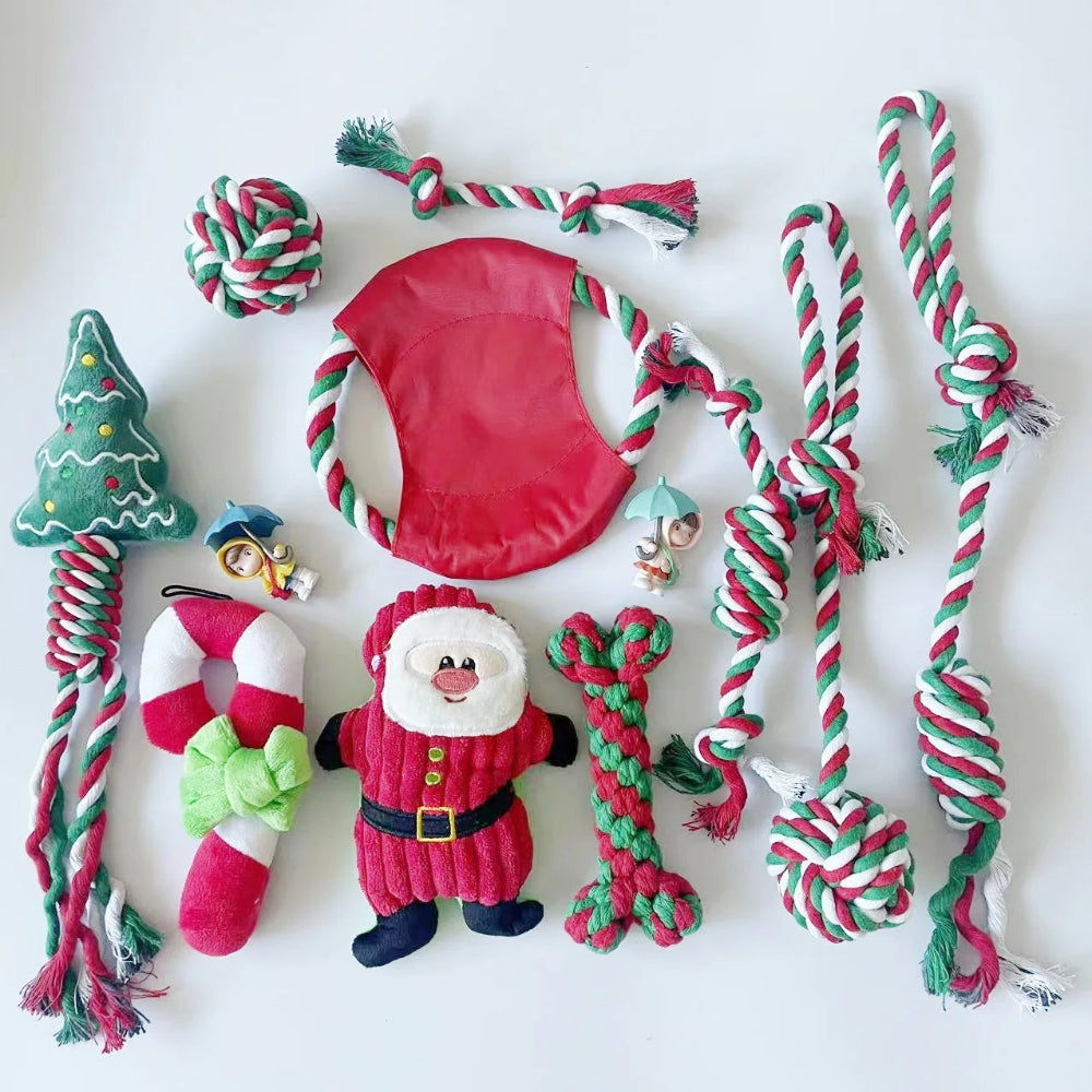 Christmas Cotton Rope Dog Toy Set