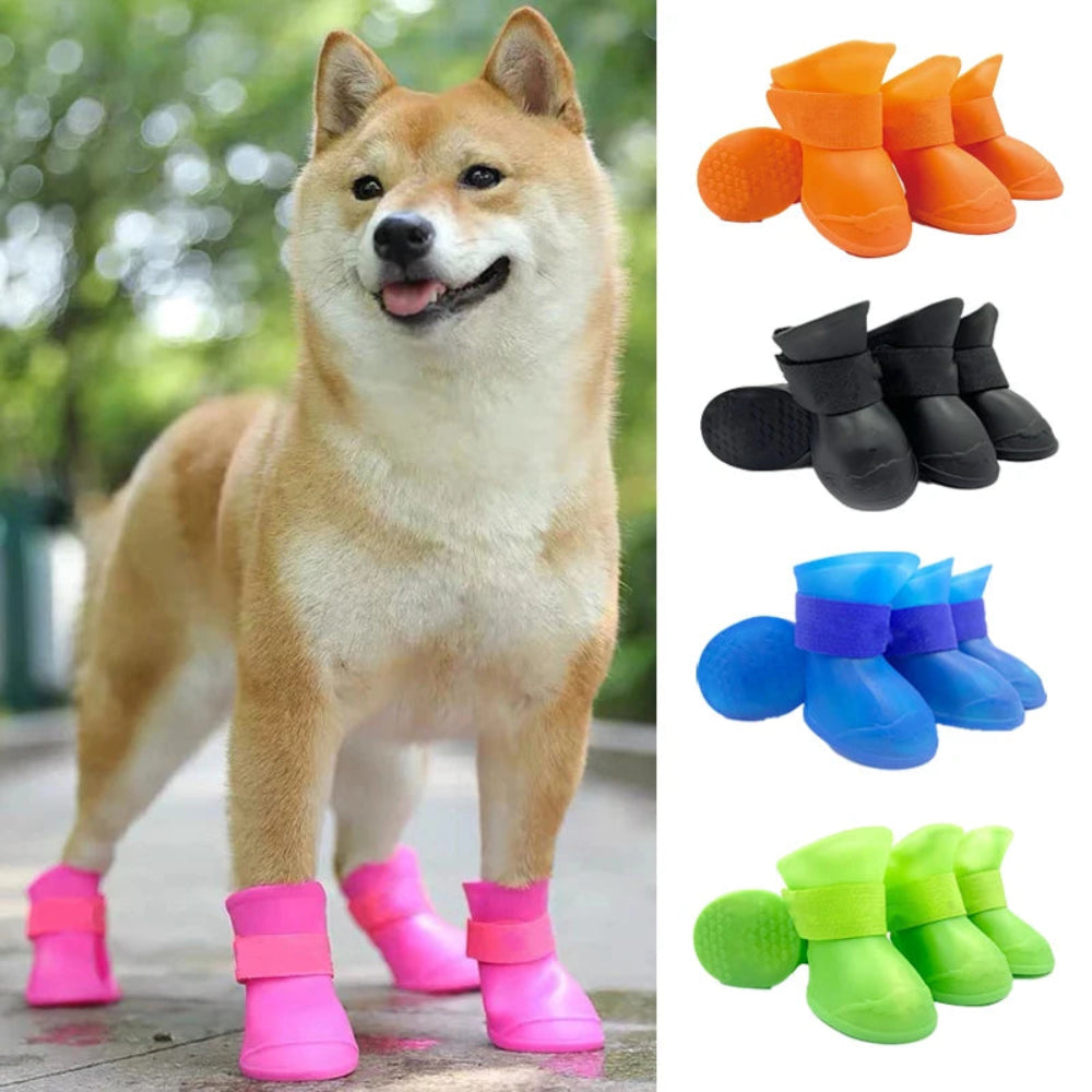 4Pcs Non-Slip Silicone Dog Boots