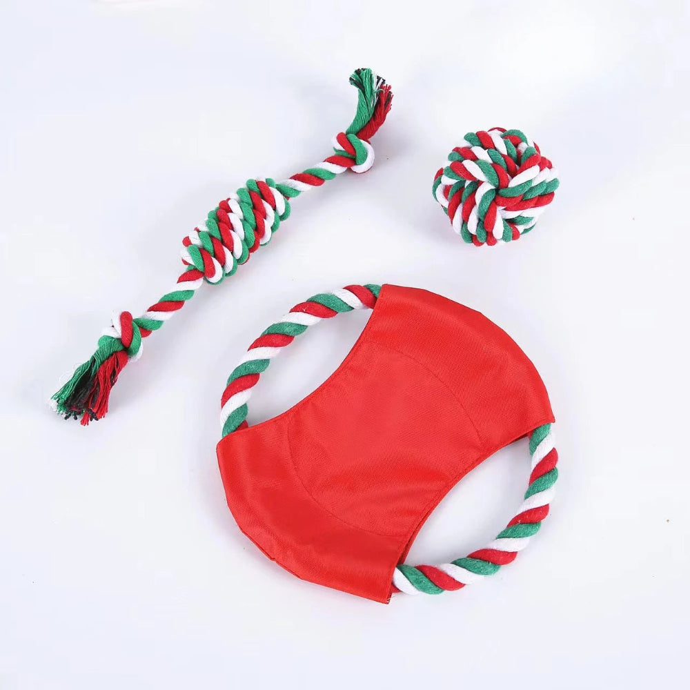 Christmas Cotton Rope Dog Toy Set