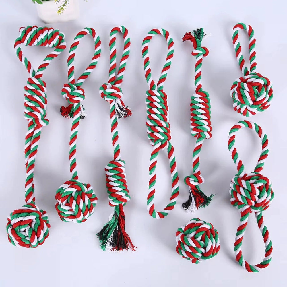 Christmas Cotton Rope Dog Toy Set