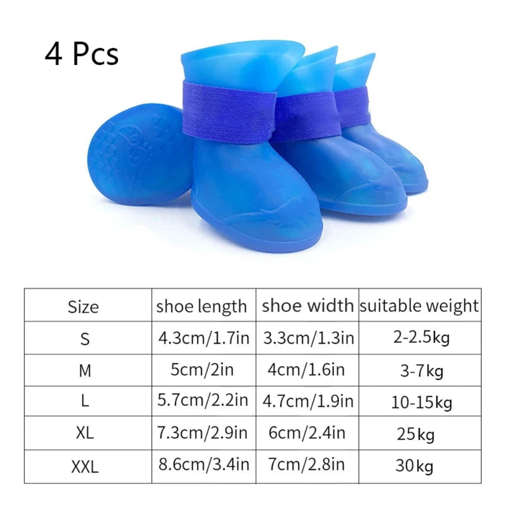 4Pcs Non-Slip Silicone Dog Boots