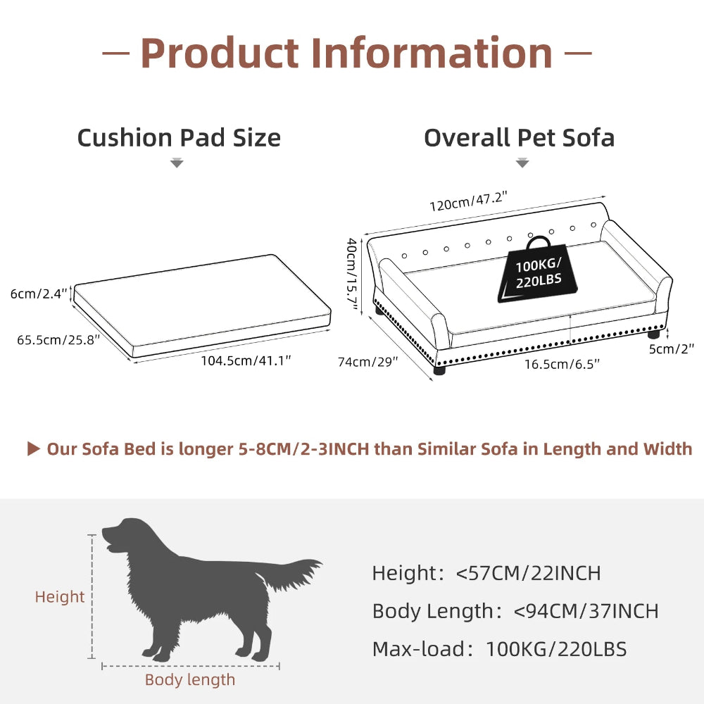 Elevated Dog Sofa with Leather Cover