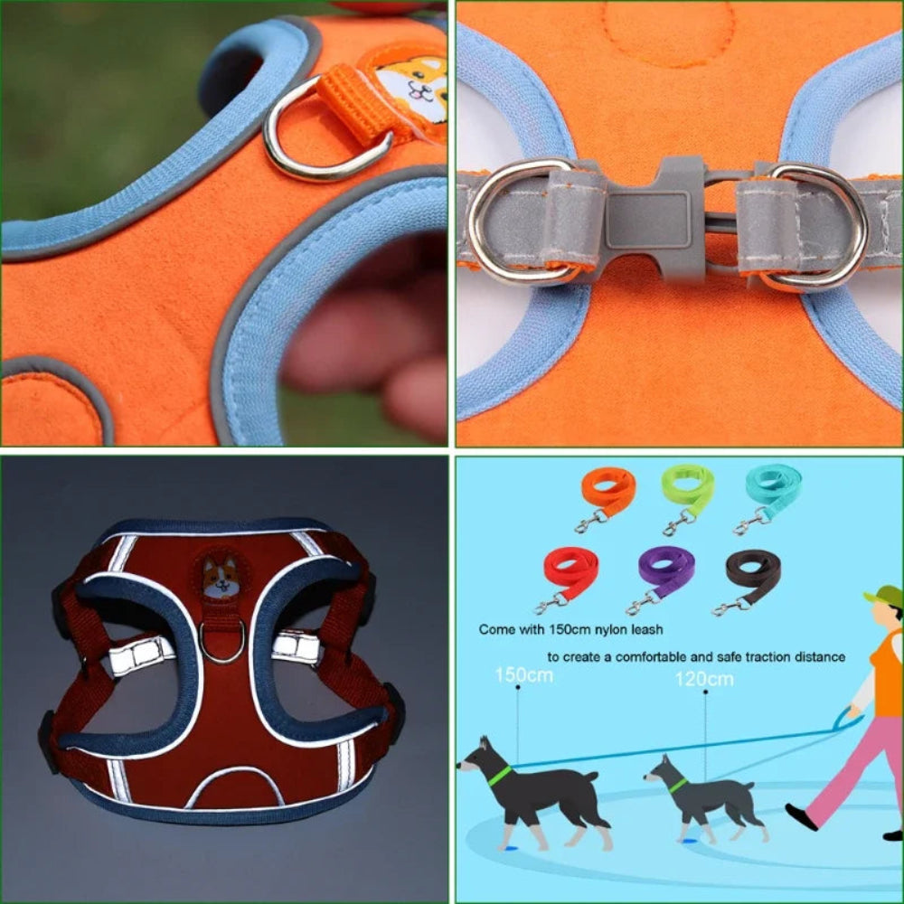 Adjustable Reflective Dog Harness & Leash